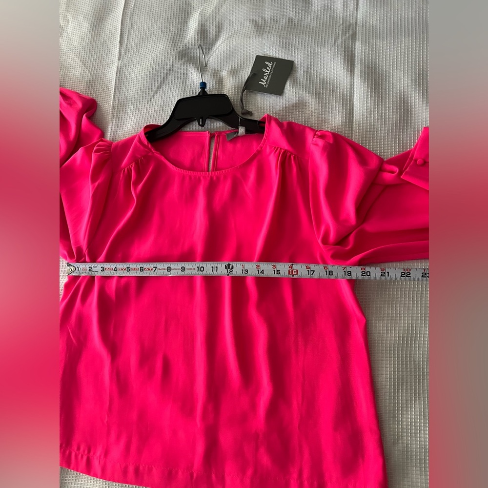 Marled Fuchsia Long Sleeve Blouse - Picture 13 of 14